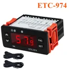 Контроллер температуры, 5 шт., ETC-974, мини-термостат, 220, цифровой, регулятор температуры, термопара, двойной датчик NTC, в