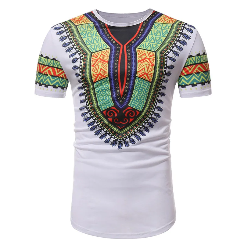 

African Dashiki Print Ethnic T Shirt Men 2020 Brand Slim Fit Short Sleeve African Clothes Men Streetwear Casual Camisas Hombre