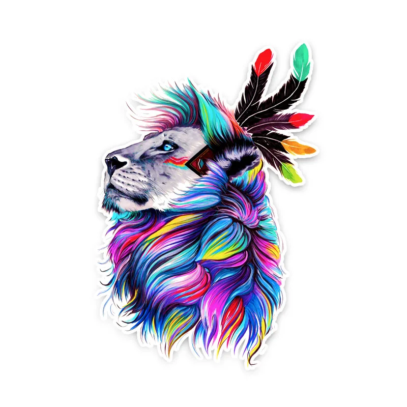 

Personality Beautiful Animal Lion with Colourful Hair PVC Car Sticker Popular Decal 5-0580 Kk 12CM*17.5CM