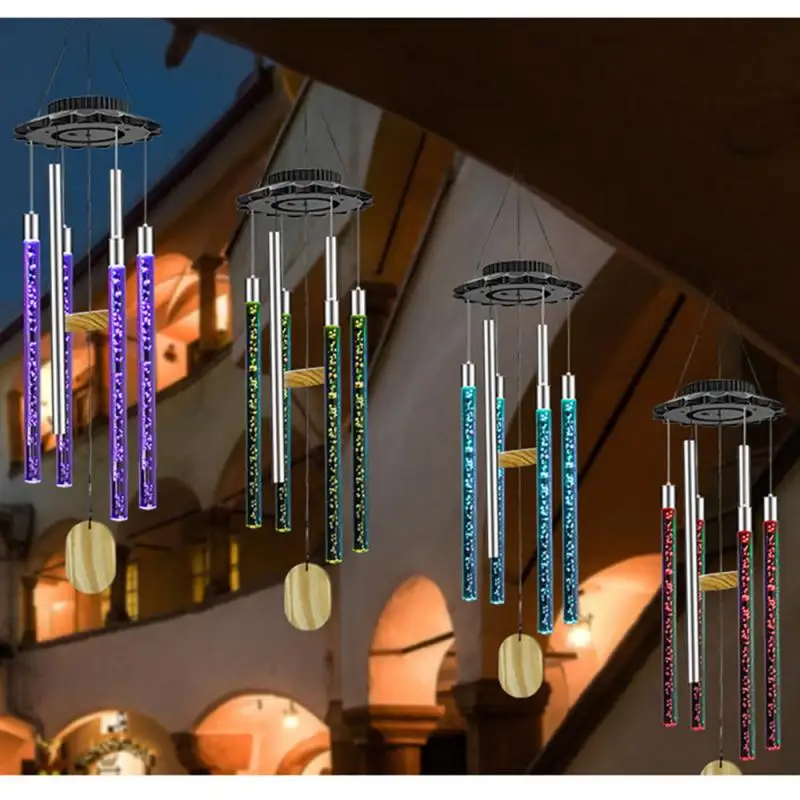 

Solar Wind Chimes Outdoor Garden Lights Colorful Bubble Column Wind Chimes Garden Decoration Landscape Lights