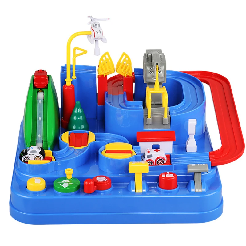 Детский гоночный трек комбинированный инерционный поезд с ручным управлением