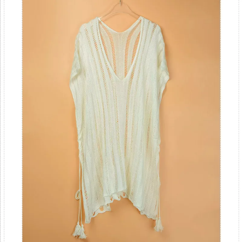 Летняя вязаная крючком женская одежда для плавания бикини накидка Повседневная