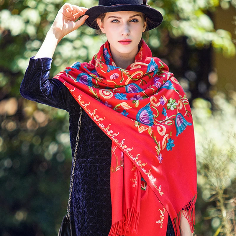 Длинные шали модные серые палантины толстые теплые женские осенние шарфы с