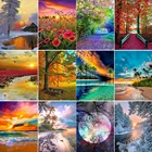 5D алмазная живопись сделай сам, пейзаж, цветок, круглая стразы, вышивка, Пляжный Пейзаж, мозаика, картина, украшение для дома