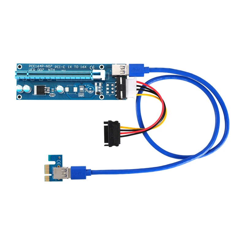 6 шт. Riser VER 007 переходная карта pci e PCIE 1x до 16x удлинитель 60 см USB 3 0 кабель SATA 4Pin molex