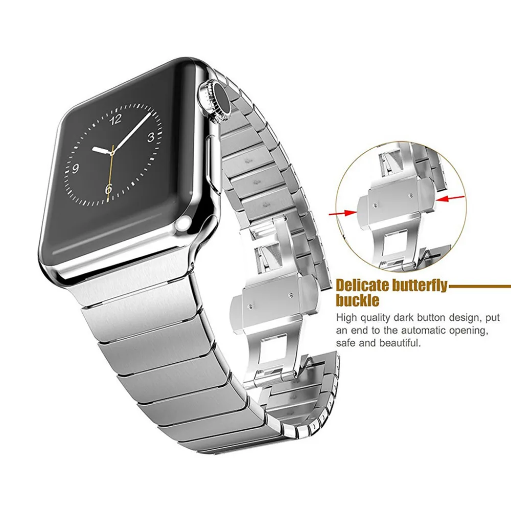 Ремешок из нержавеющей стали для Apple watch band 44 мм 40 звеньевой браслет iwatch 42 38 apple series