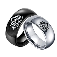 fashion indian yoga lotus logo ring stainless steel mens and womens ring sports yoga party jewelry accessory size us6 13