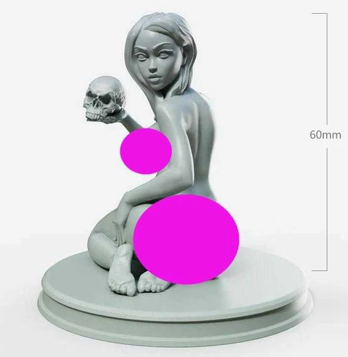 

1/18 60mm Resin Model Kits Girl with Skeleton Unpainted No Color RW-532