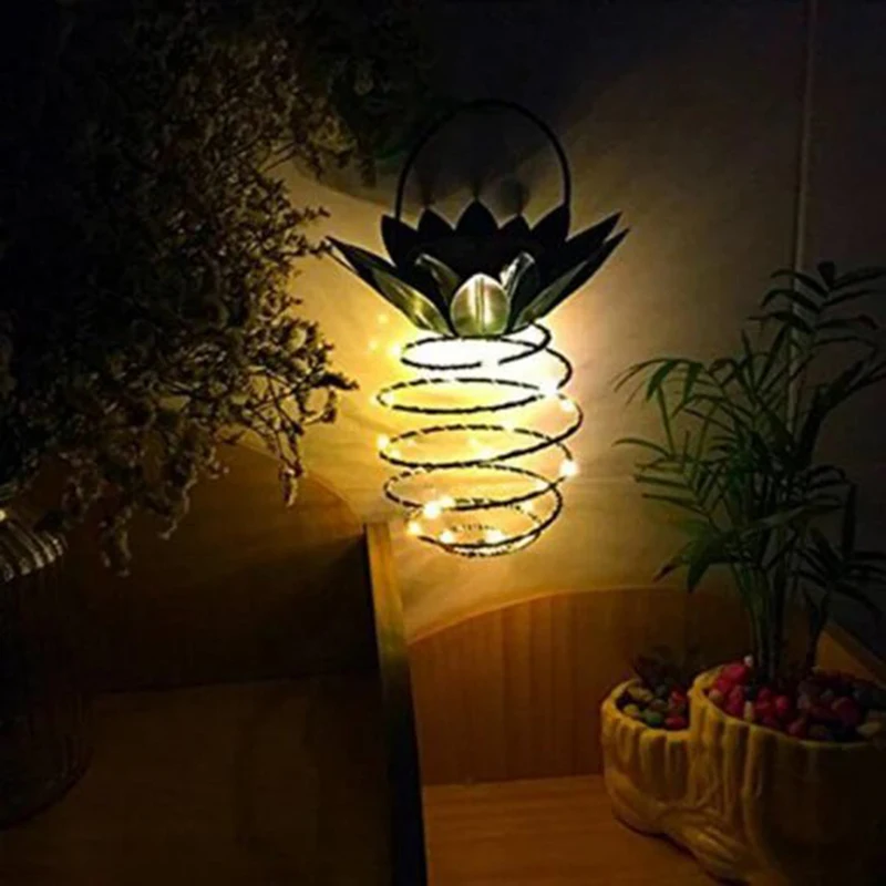 

Newly Solar Light Wrought Iron Pineapple Lamp LED Garden Copper Wire Lamp Telescopic Outdoor VA88