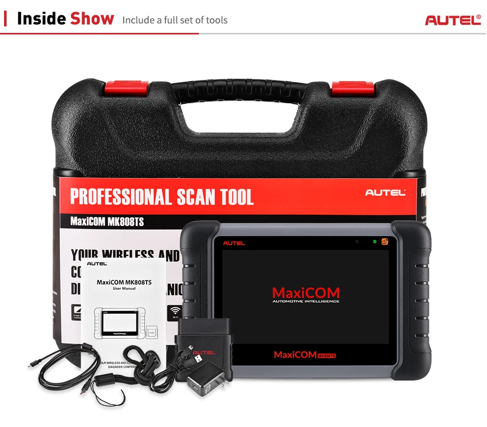 Autel MaxiCOM MK808TS Профессиональный OBD2 Bluetooth инструмент для диагностического сканирования автомобиля OBD 2 сканер Программирование TPMS датчик PK MK808 MK808BT - Цвет: Mk808TS