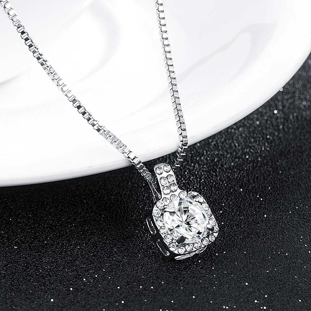 Женская подвеска с кристаллом цирконом квадратная 2020|Ожерелья подвеской| |