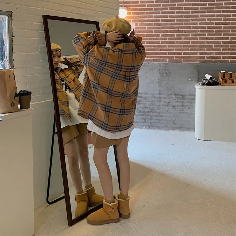 

New Plaid Shirt Oversize Female Tops Women Long Sleeve Cotton Girls Blouse Autumn Korean Women Blouses Leisure Femme Blusas