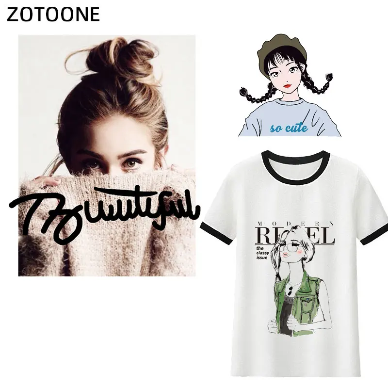 ZOTOONE Железный на переводе буквы патчи одежду Модная девушка патч теплопередачи