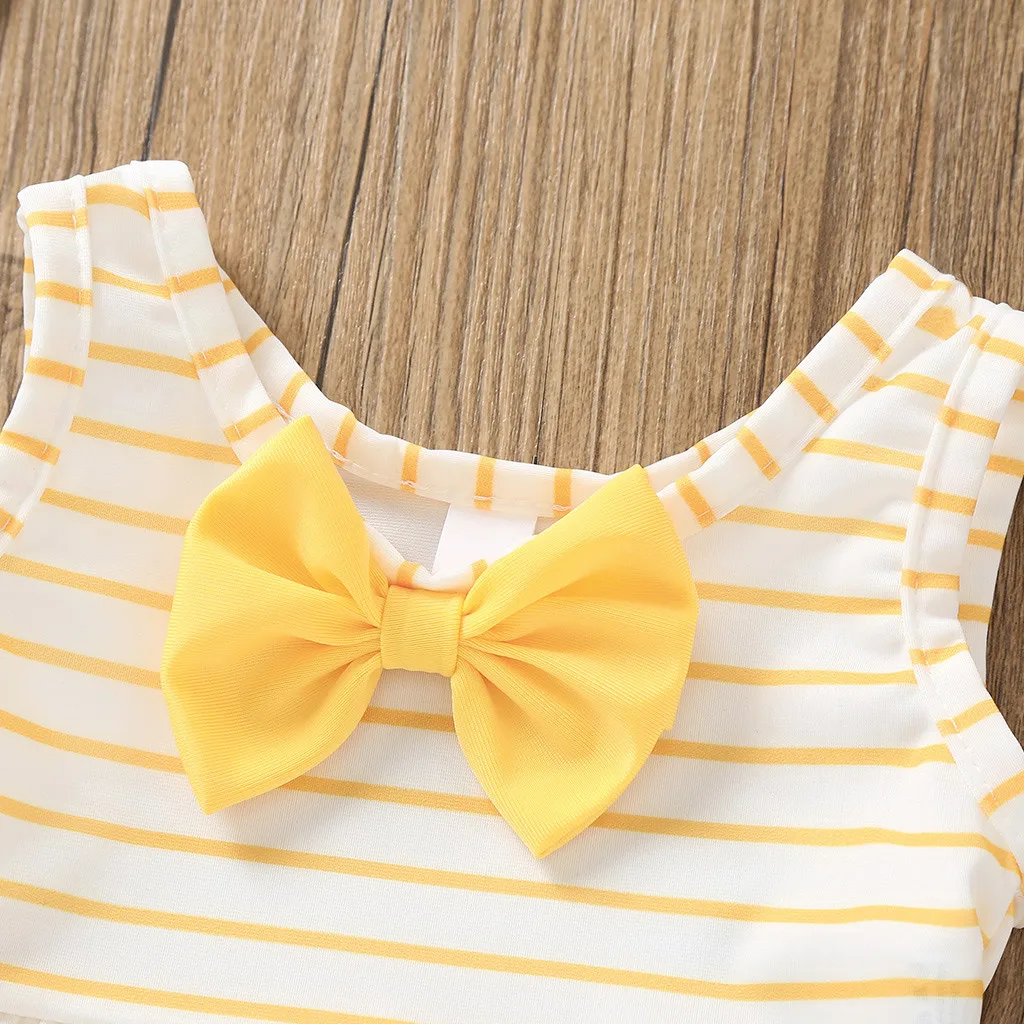 

Costumi da bagno per ragazze due pezzi Toddler Kids Baby Girl Bow costume da bagno a righe costume da bagno Bikini
