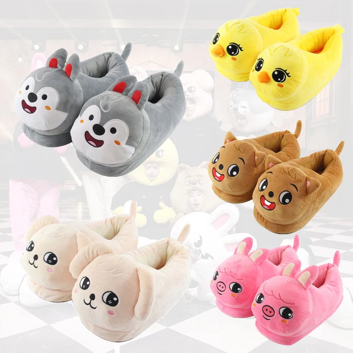 Zapatillas de felpa de dibujos animados para hombre y mujer, zapatos c&aacute;lidos Unisex de estilo KPOP, Stray Skzoo, Animal de peluche, Changbin, flirmin, Hyunjin, leesaber-0