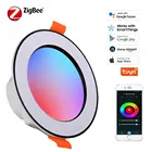 Умный светодиодный светильник ZigBee, регулируемая яркость, 10 Вт RGB + теплый + белый свет, работает с AlexaGoogle Home