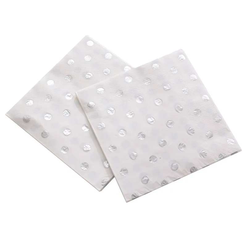 D napkin 20pcs 1 упаковка/набор золотой серебряный горошек бумажная салфетка вечерние девственная древесина бумажная салфетка для свадьбы ребенка день рождения предметы домашнего обихода - Цвет: D napkin 20pcs
