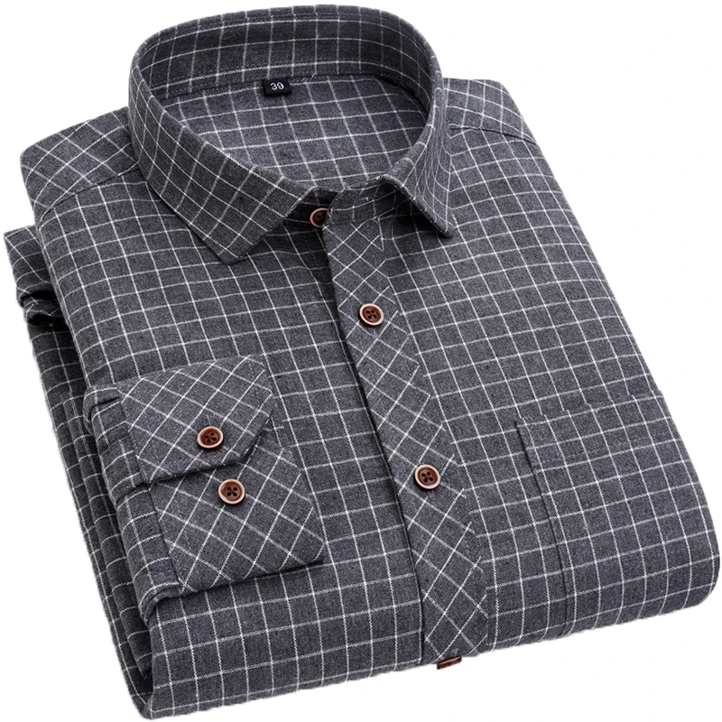 

Aoliwen Brand 2021 High Quality Men's Casual Shirts Button-down Collar Regular Fit Checked Long Sleeve Fashion New Plaid Shirt