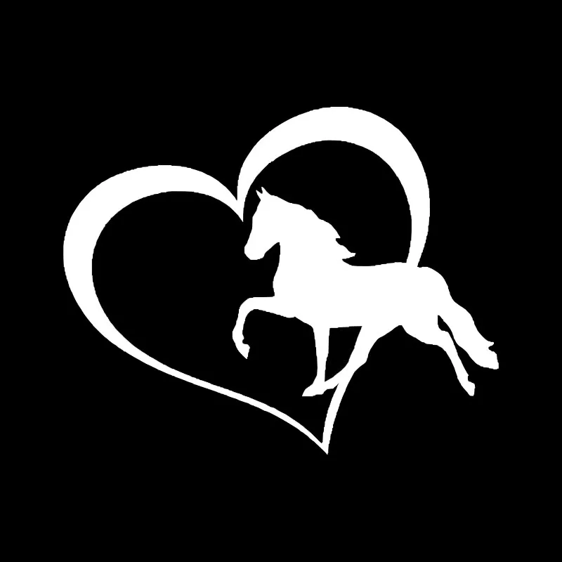 

Volkrays Lovely Car Sticker Horse with Heart Accessories Reflective Waterproof Cover Scratches Vinyl Decal Black/Sliver,9cm*11cm
