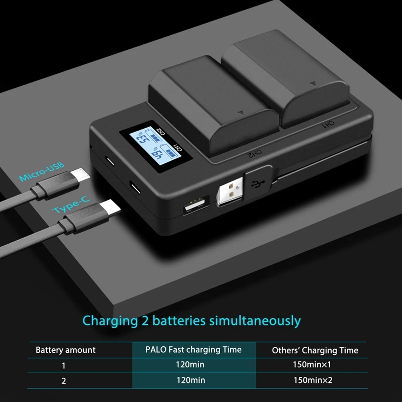 

2Pc 2280Mah Np-Fz100 Npfz100 Np Fz100 Battery + Lcd Dual Usb Charger For Sony Np-Fz100, Bc-Qz1, Sony A9, A7R Iii, A7 Iii, Ilce-9