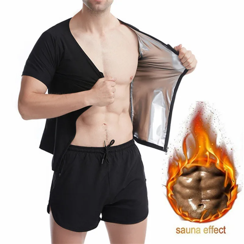 

S-XL Men Neoprene Sauna Suit Hot Body Shaper Corset Shapewear Men Weight Loss With Zipper Vest Tank Top Workout Shirt Men 2021