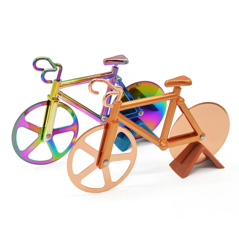 Bicycle Pizza Cutter Stainless Steel Single Wheel Cut Tools Cutting Wheels Display Stand A very Cool Gift for Christmas | Дом и сад