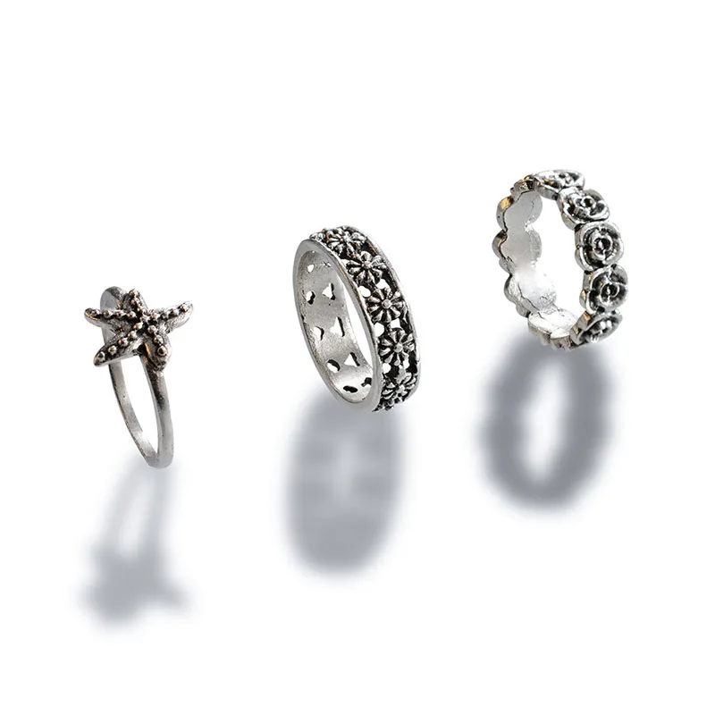 11 шт./компл. Женская мода кольцо в богемном стиле ретро волны сердца цветы