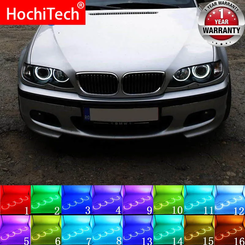 Для BMW E46 1998 - 2005 с проекторами аксессуары для фар разноцветные RGB светодиодные