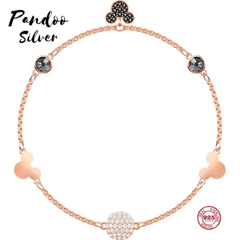 PANDOO Fashion Charm Pure 925 Silver Original 1:1 Copy Cute Mouse Bracelet Female Luxury Jewelry Gifts |