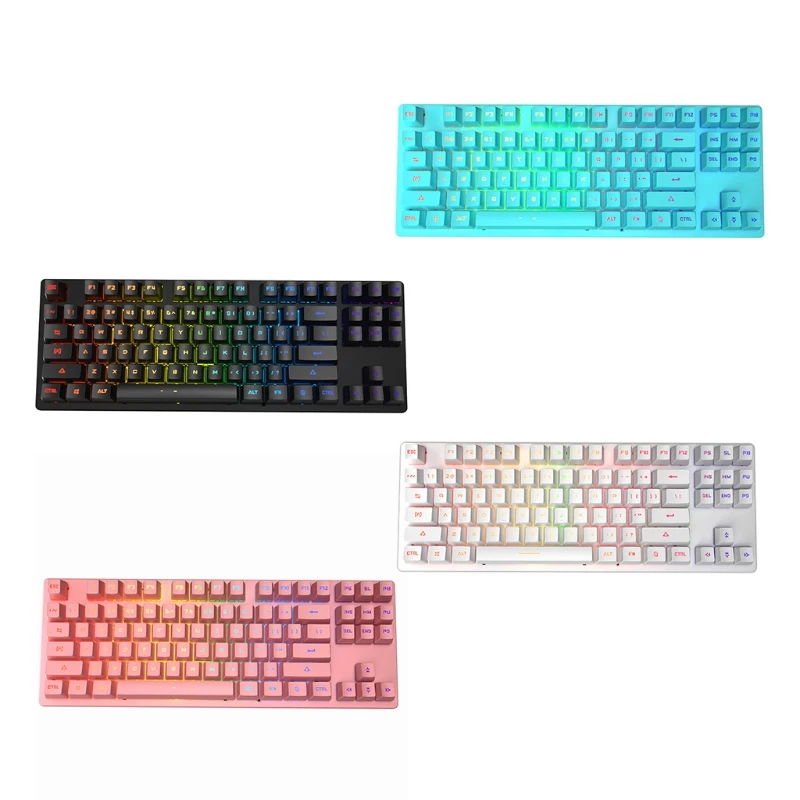 

Creative 87 Keys Keyboard LED RGB Backlight Keyboard Green Switch for PC Gamer