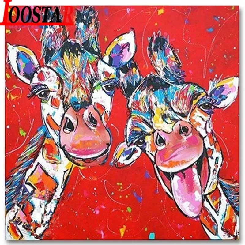 Алмазная 5D живопись сделай сам картина с красочными жирафами животными