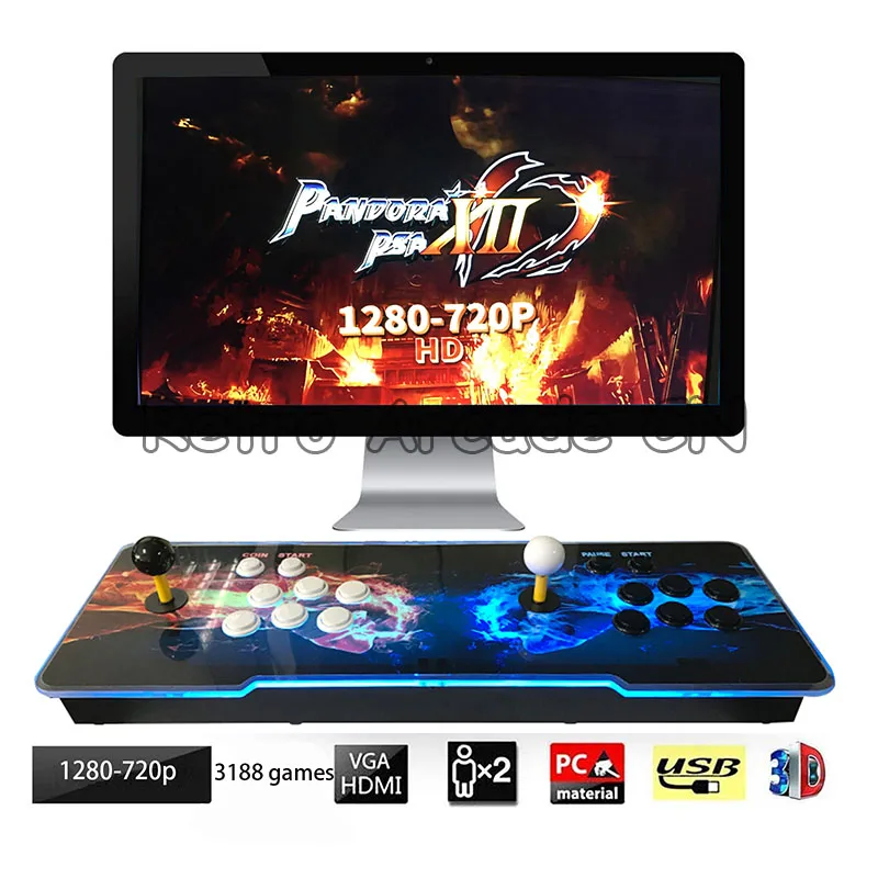 

3D консоль Pandora Box, аркадная, 4018 в 1, 4188 в 1, Wi-Fi версия, джойстик без задержки, световые кнопки, печатная плата, ретро пульт управления, светодиодн...
