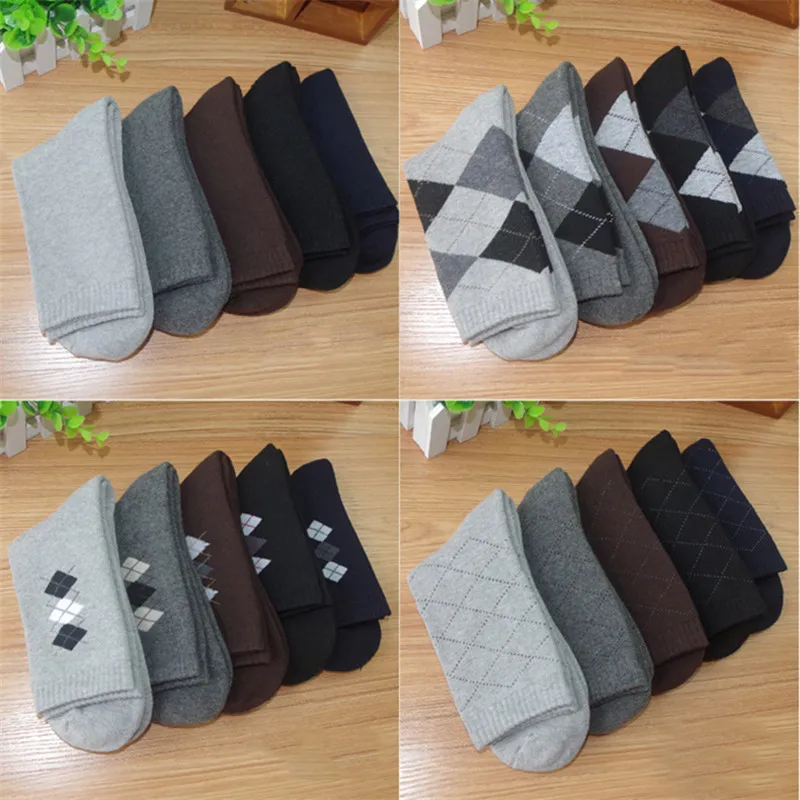 5 пар брендовых мужских Хлопковых Носков толстые теплые пушистые носки-тапочки