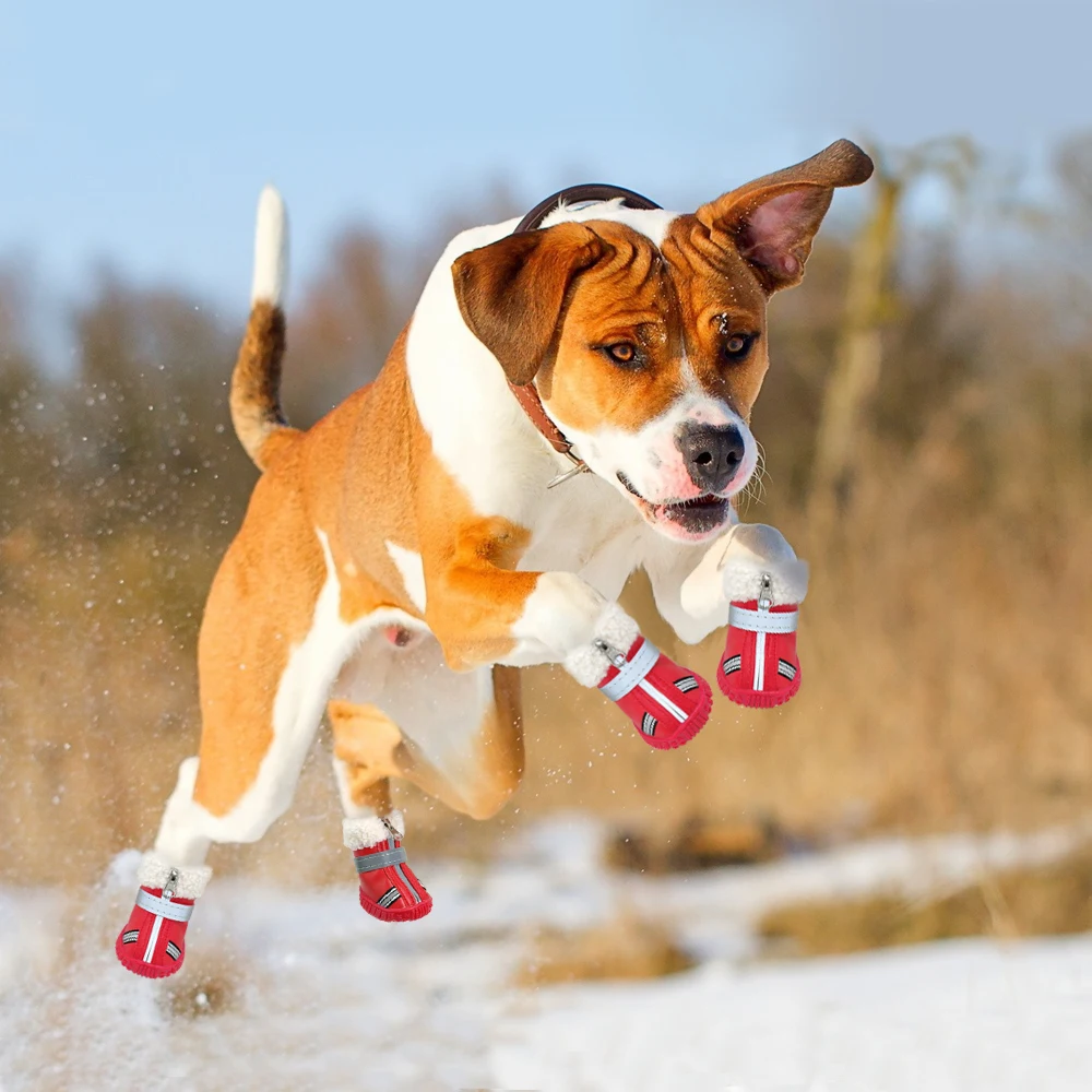 Собачья обувь зимняя хлопок носки с нескользящим покрытием собака для снега и