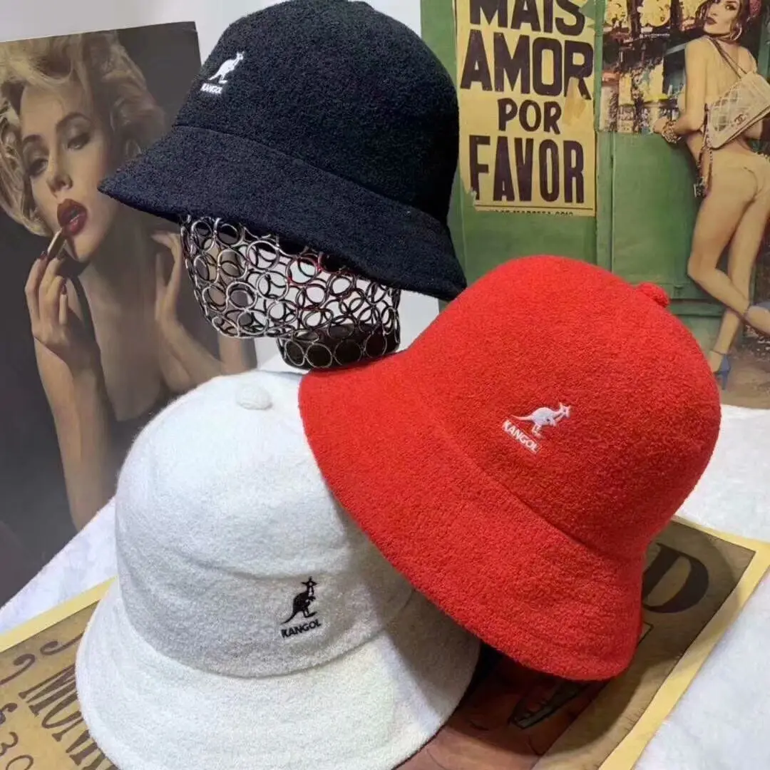 

Fashion Kangol Kangaroo Embroidery Brand Fisherman Hat Dome Towel Women'S Bucket Hatt Panama Lady Cap Internet Celebrity Bob