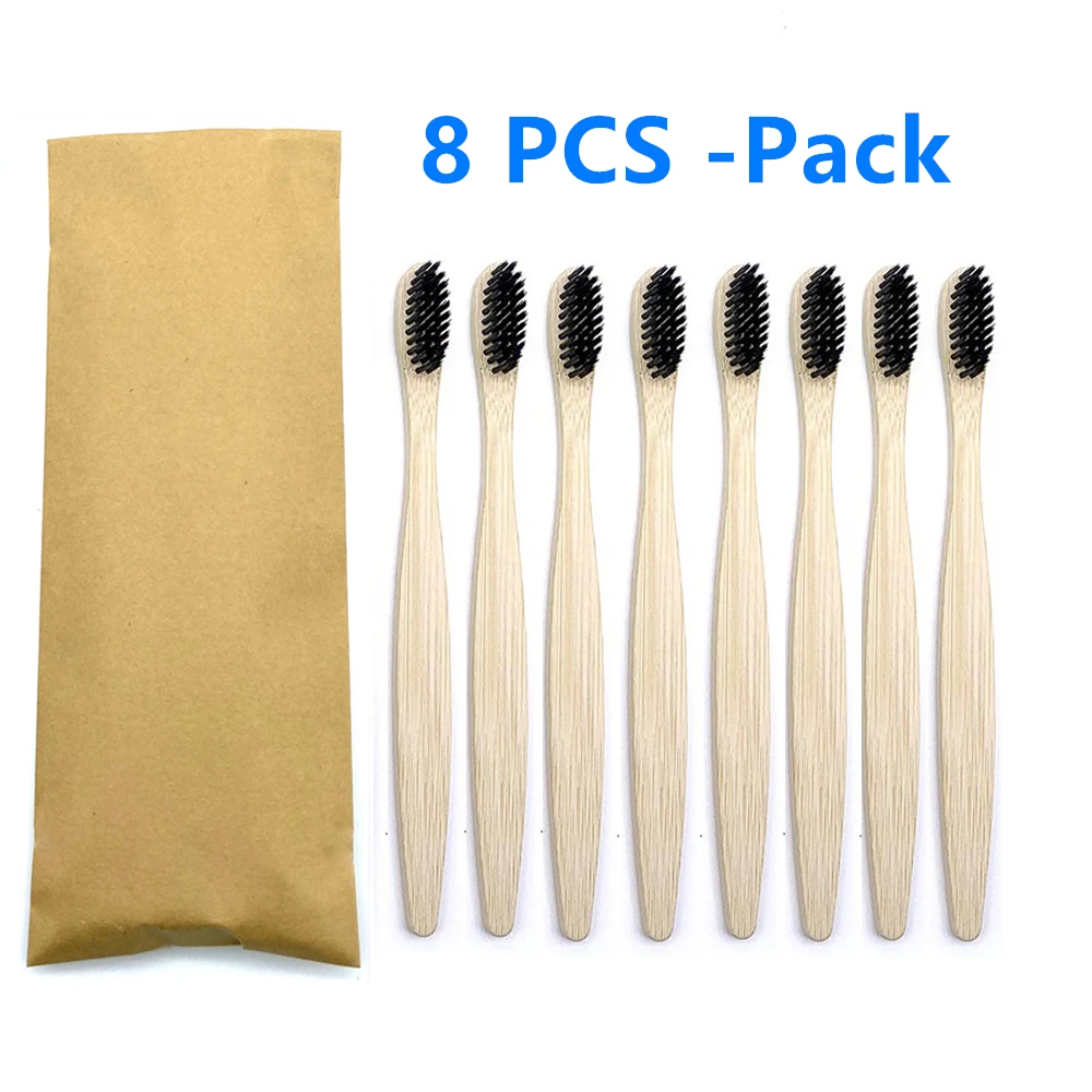 

8-Pack Colorful Natural Bamboo Toothbrush Environment Wooden Rainbow Bamboo Toothbrush Oral Care Soft Bristle Wholesale