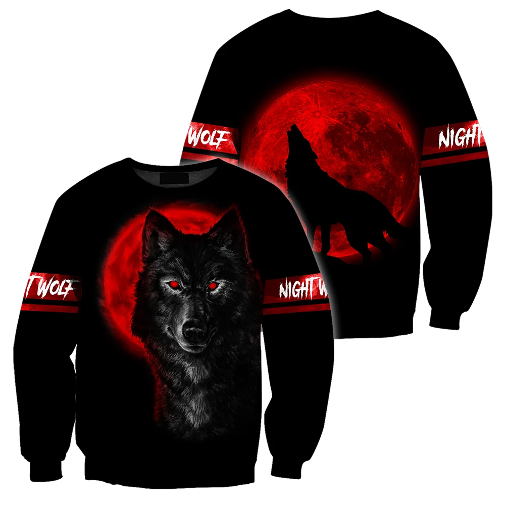 

Red Moon Wolf Animal 3D All Print Size XS-7XL Hoodie Man Women Harajuku Outwear Zipper Pullover Sweatshirt Casual Unisex