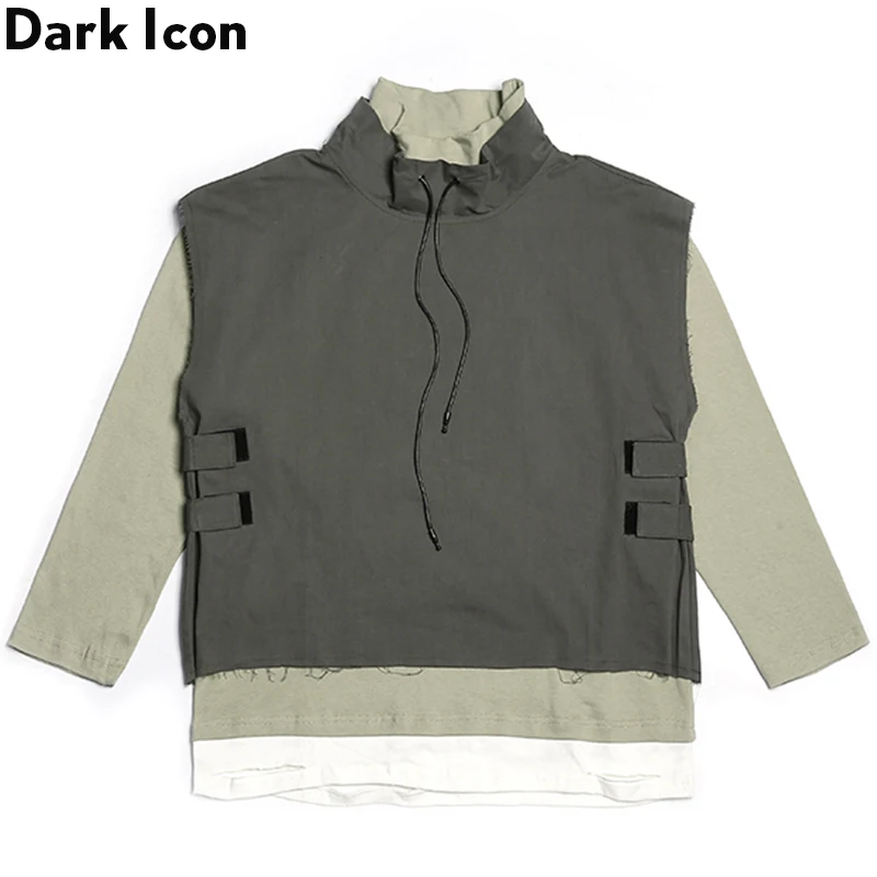 Темный значок 2 шт. уличная мода Мужская толстовка черепаха шея рисунок шнурок