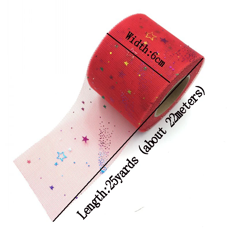 25 ярдов тюль с блестками и звездами сетчатая катушка лента из органзы для сделай