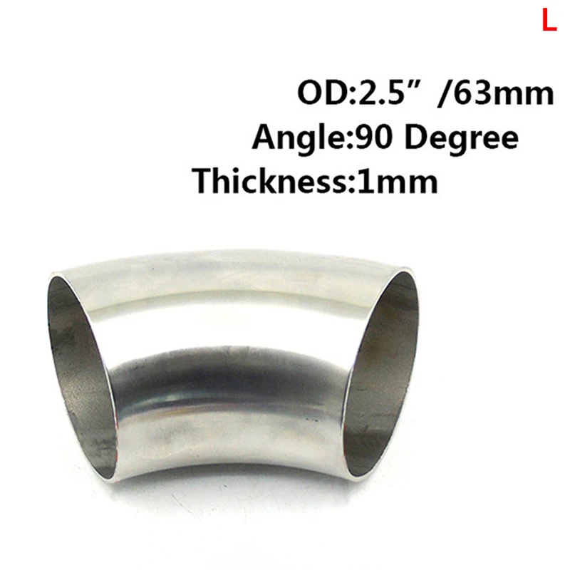 

1PC 51mm 60mm 63mm OD Sanitary Butt Weld 90 Degree Elbow Bend Pipe stainless steel Car Exhaust Pipe muffler welded pipe