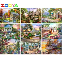 zooya 5d diy diamond painting landscape full drill flower diamond embroidery house cross stitch garden diamond mosaic home decor