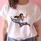Футболка с аладдином Принцессы Диснея, жасмин, Летающий ковер, Женская Повседневная футболка в стиле Харадзюку, топы, женская футболка, Camiseta Mujer