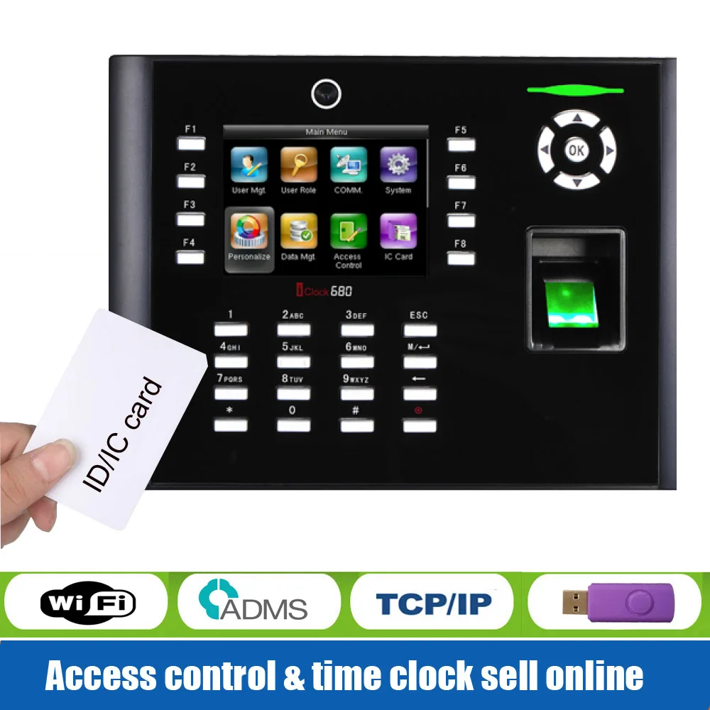 

Wi-Fi TCP/IP биометрический отпечаток пальца и 125 кГц RFID карта времени посещаемости с камерой ZK Iclock680 система контроля доступа Finerprint