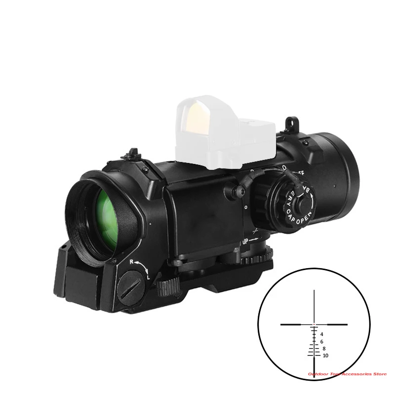 

Tactical Riflescope 1x-4x Fixed Dual Optical Scope Red illuminated Red Dot Sight