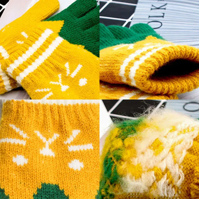 

2019 fashion Warm Cartoon Cute Cat Mittens Winter Gloves for Children Kids Boys Girls high quality