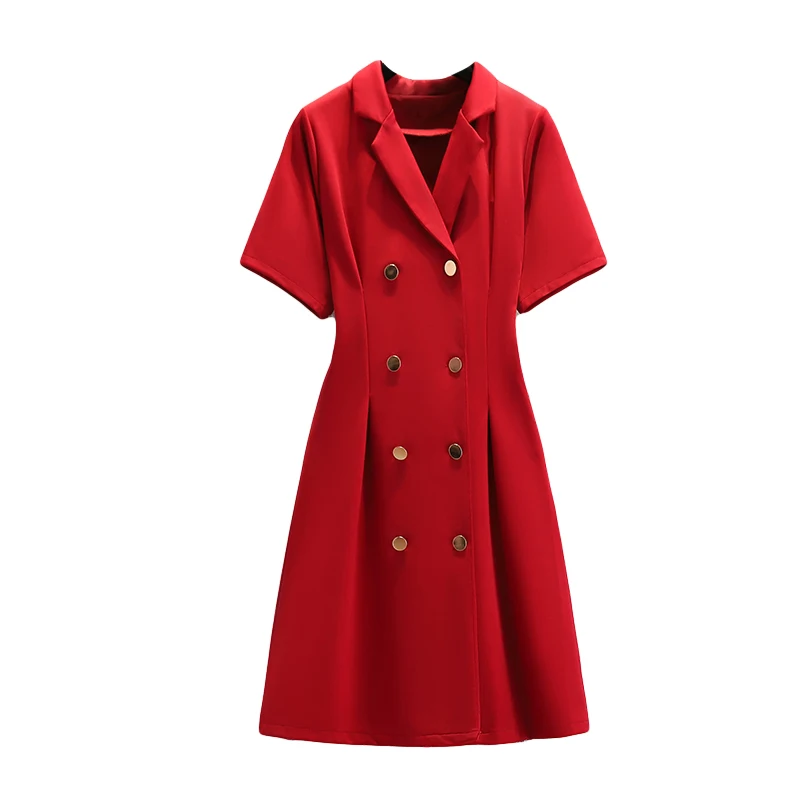 

L-4XL plus size women Office Summer dress vestido 2021 short sleeve casual a line button mini female dresses