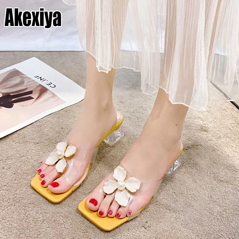 

Transparent Heels Slippers for Women Shoes 2022 Summer New Crystal Clear Sexy Ladies Shoes Slides Casual Shoes BC3538