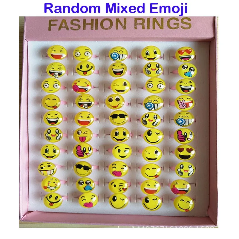 Mixed Emoji Smiles 36 шт/партия вечерние смешанные детское платье принцессы кольцо аксессуары День рождения украшения дети подарок Вечеринка по случаю Дня рождения детский праздничны - Цвет: Mixed Emoji Smiles