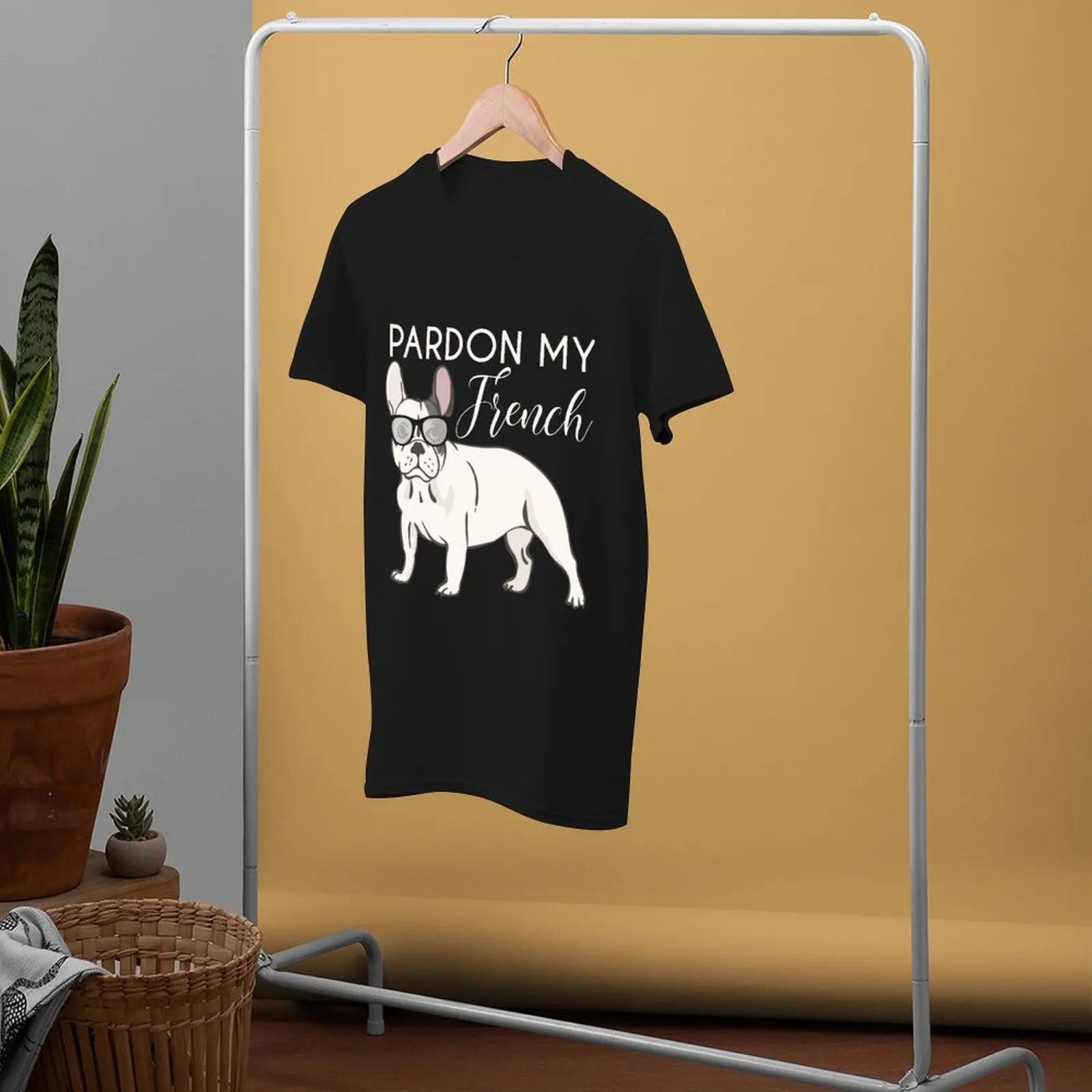 Футболка с рисунком французского бульдога Модная хлопковая футболка коротким