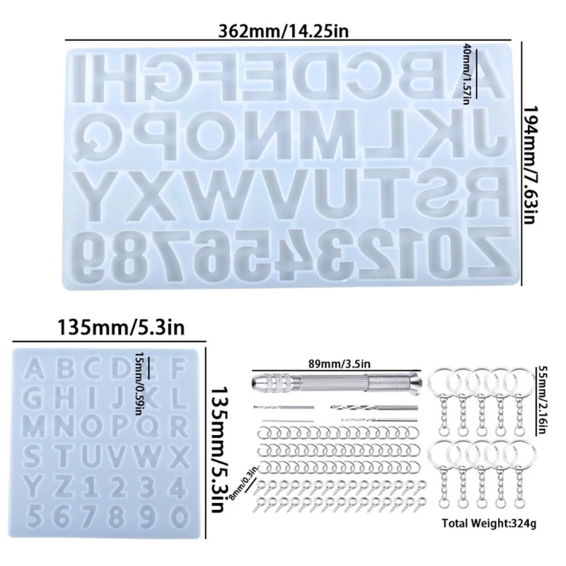 

1 Set Crystal Epoxy Resin Mold Alphabet Letters Numbers Pendants Silicone Mould
